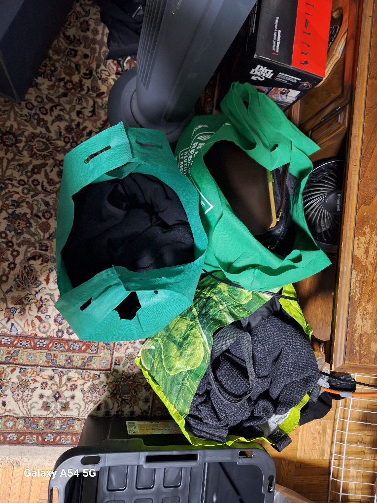 3 bags of clothes