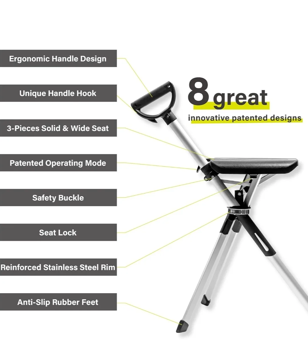 Ta-Da Chair Series 2 - Portable Walking Stick with Seat image indicator(6)