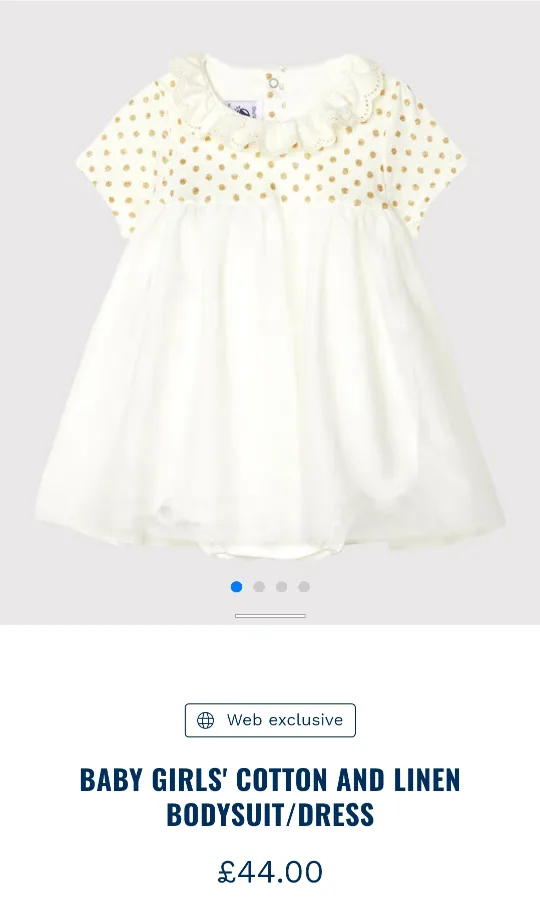 Petit Bateau Baby Girls' Cotton and Linen Bodysuit/Dress 3-6M image indicator(6)