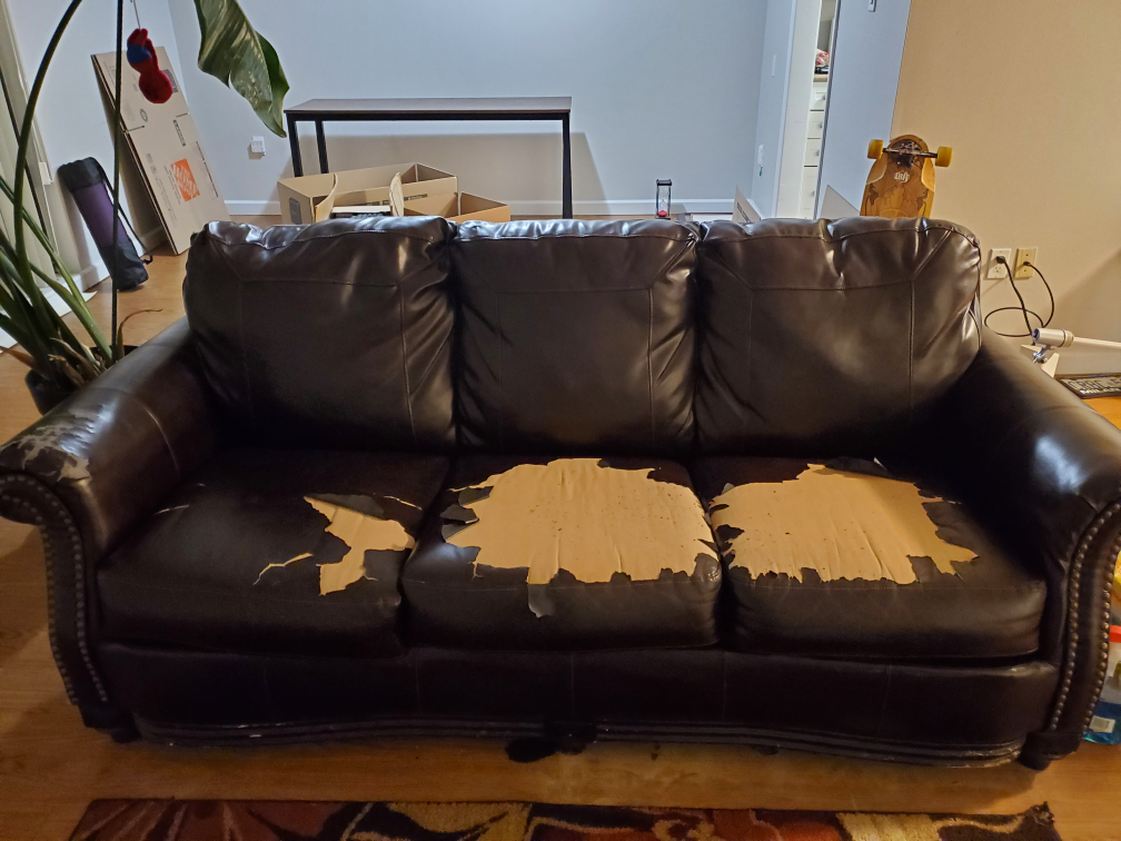 MOVING SALE - Brown Leather Sofa - photo 5
