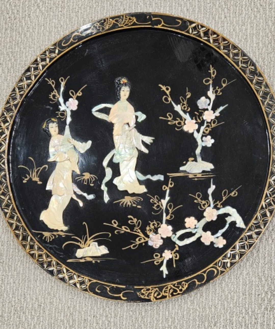 Vintage Chinese Wall Hanging Set with Mother of Pearl Inlay - photo 2