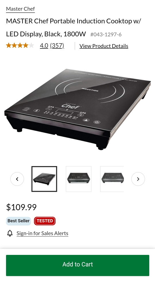 Master Chef Portable Induction Cooktop