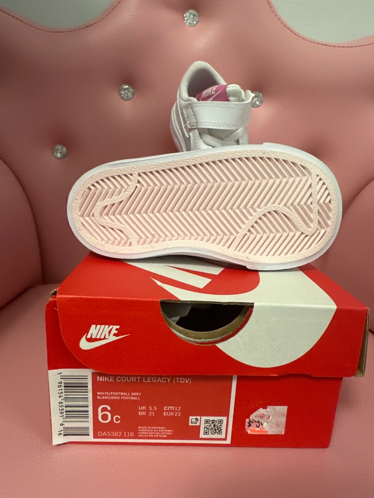 Nike Court Legacy Toddler Girls 6C - pink and white image indicator(2)