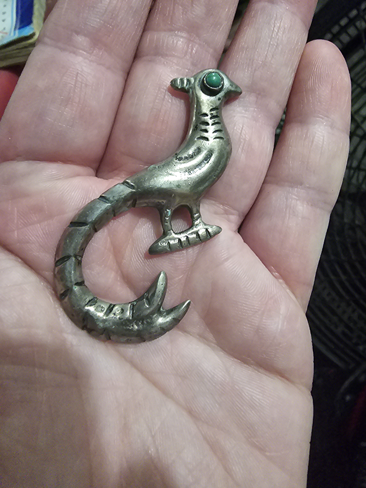 vintage Mexican Silver pheasant brooch