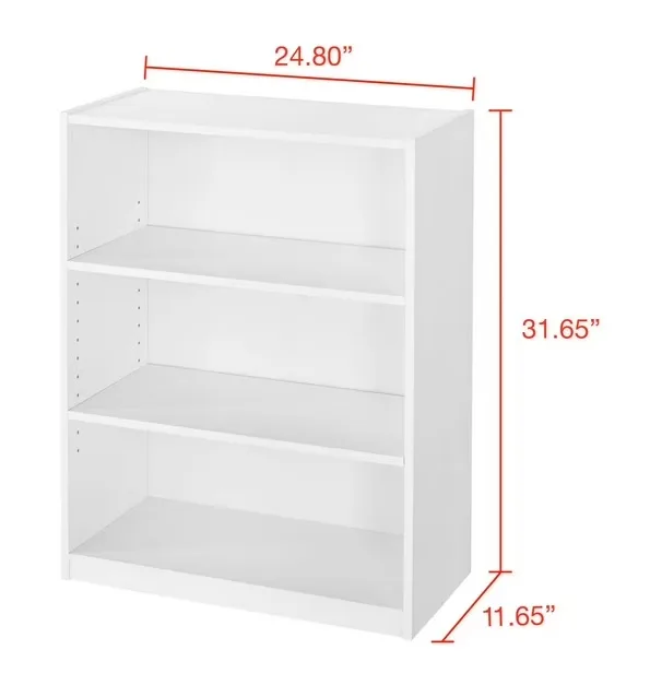 Mainstays 3-Shelf Bookcase with Adjustable Shelves image indicator(2)