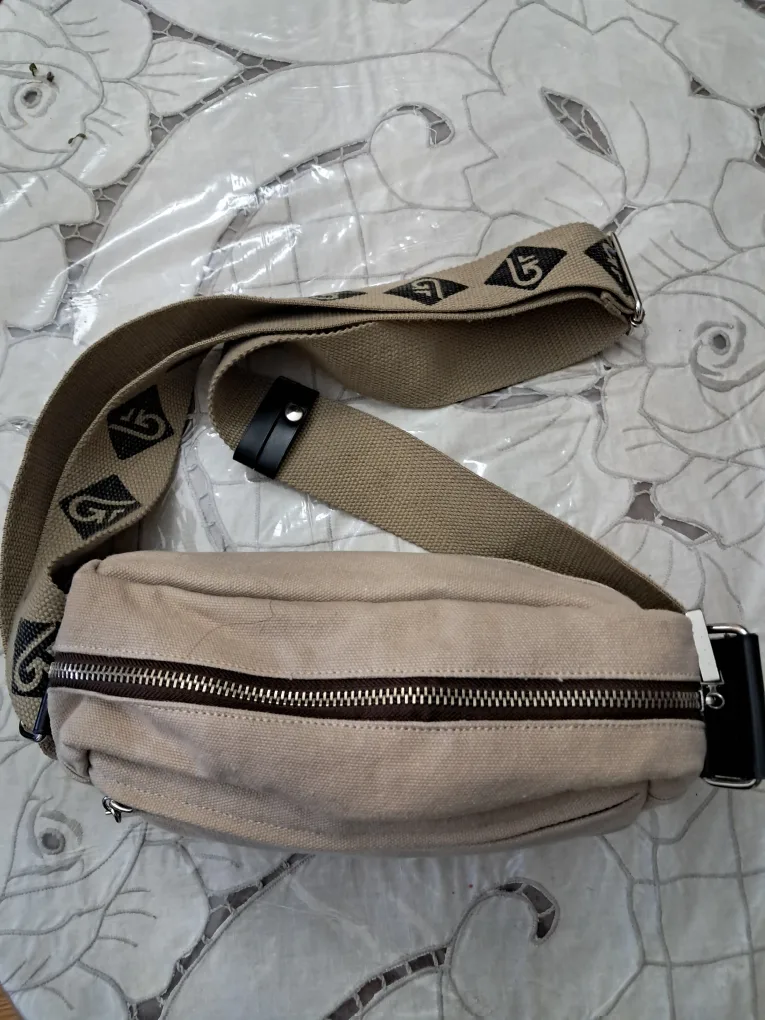 Beige Canvas Crossbody Bag image indicator(2)