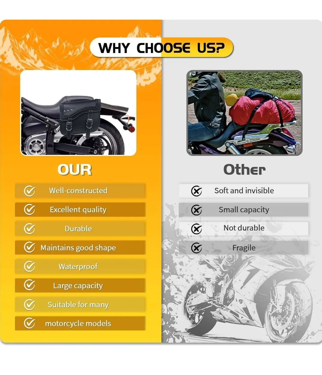 HmmtyRack 30L Saddle Bag For Motorcycles Waterproof, Universal image indicator(6)