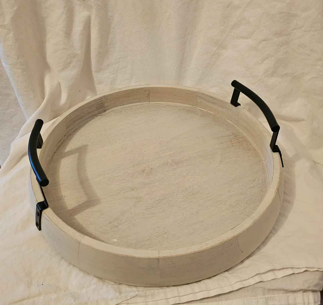 Double-Handed Round Wooden Tray thumbnail