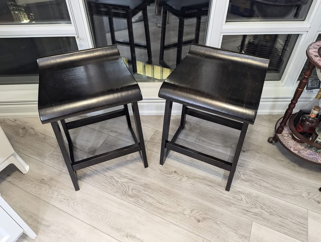 Set of 2 Bar Stools Dark Brown