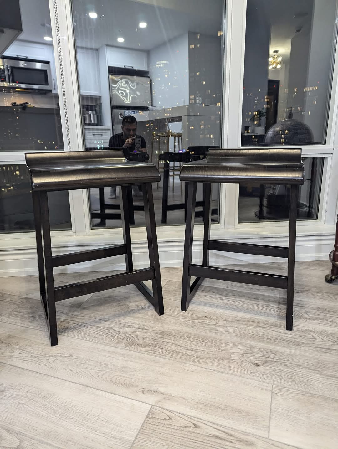 Set of 2 Bar Stools Dark Brown - photo 2