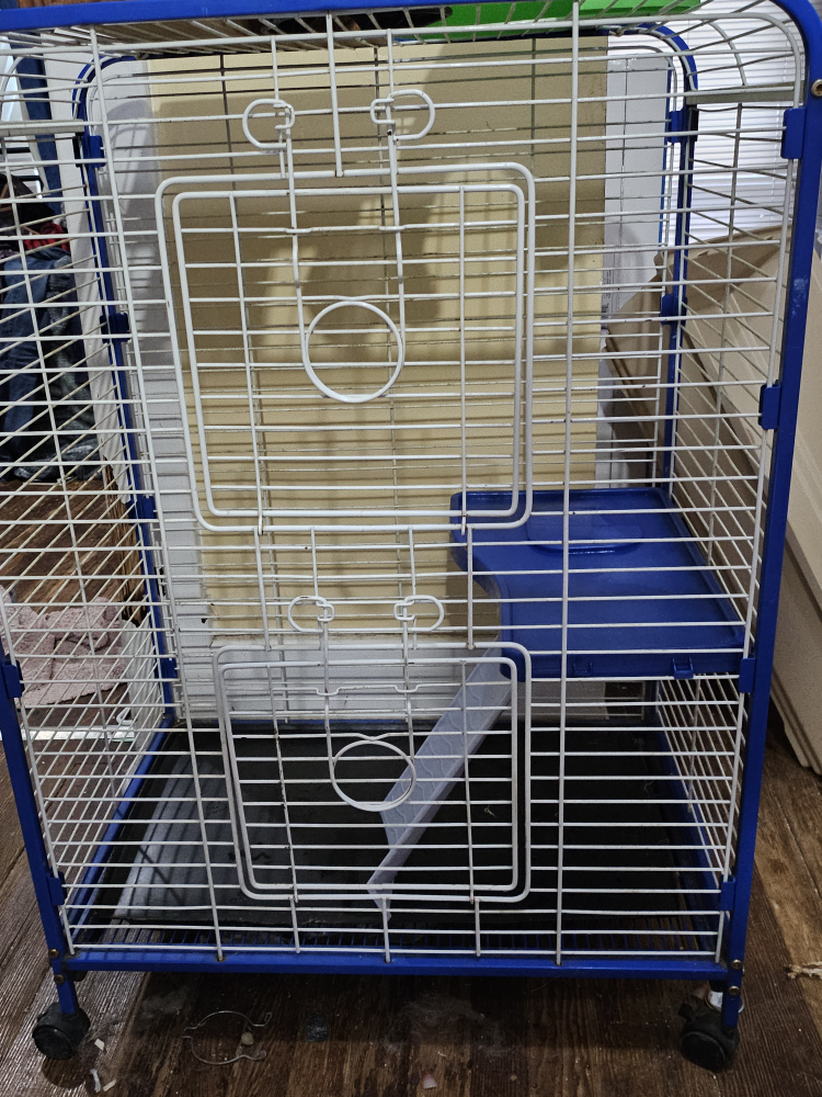 Large Metal Cage with Ramp and Tray
