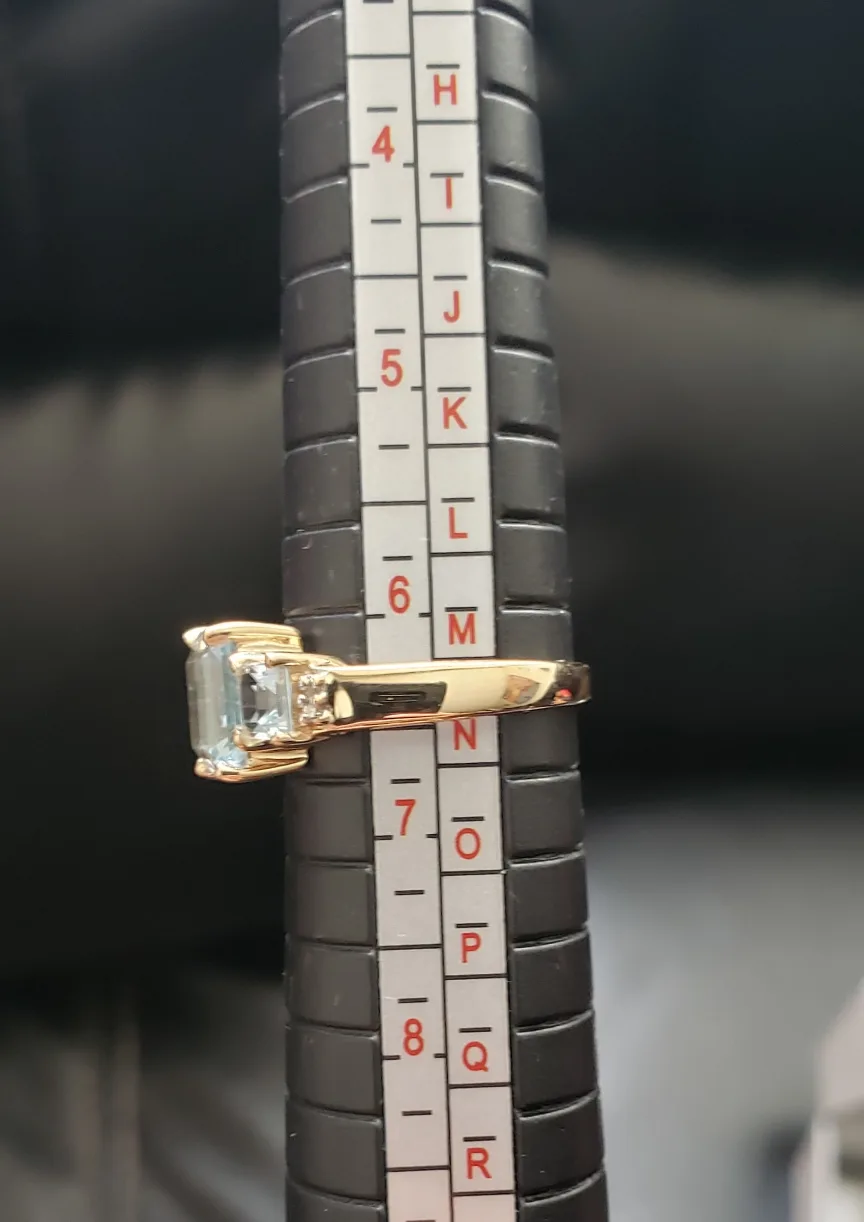 10k Gold ring People's  jewelry Aquamarine Diamonds sale $299 image indicator(6)
