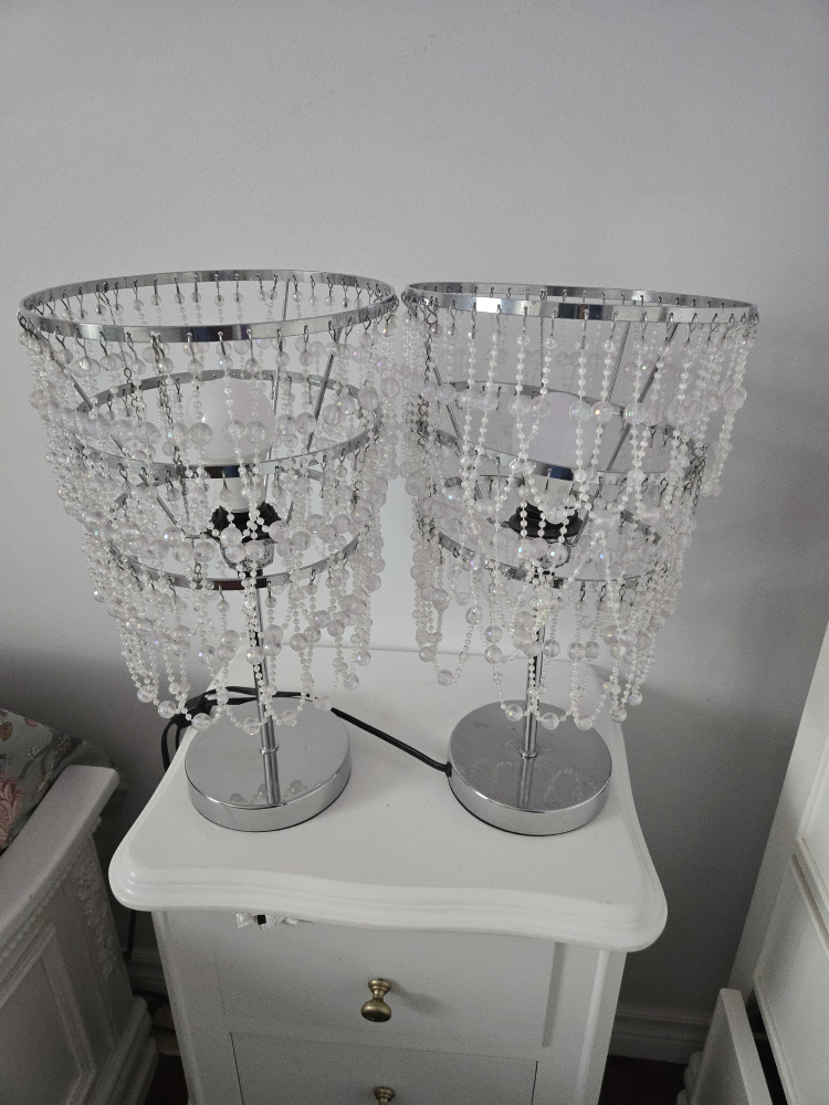 Pair of Crystal Beaded Table Lamps