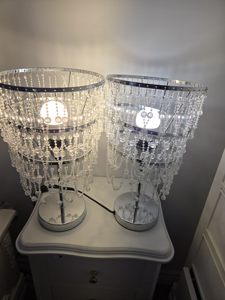 Pair of Crystal Beaded Table Lamps - photo 2