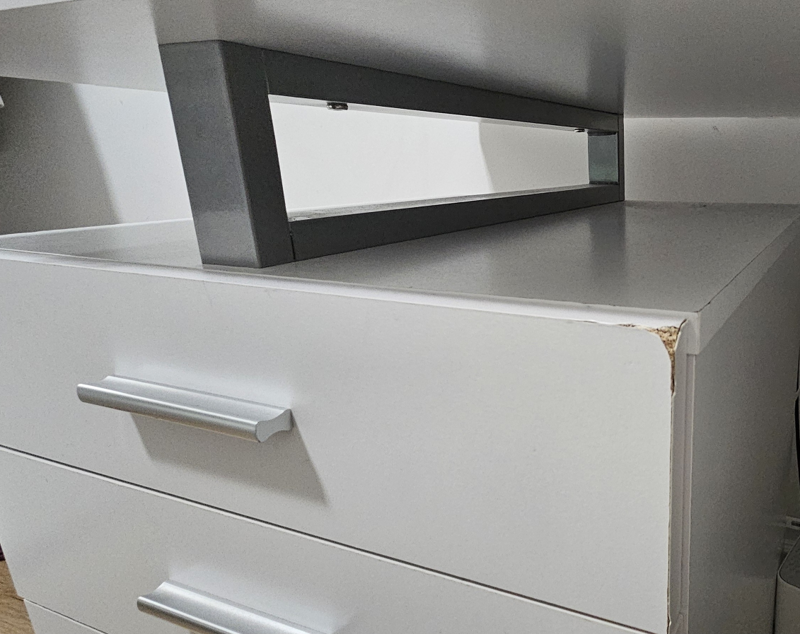 White Computer Desk with Drawers and chair - photo 2