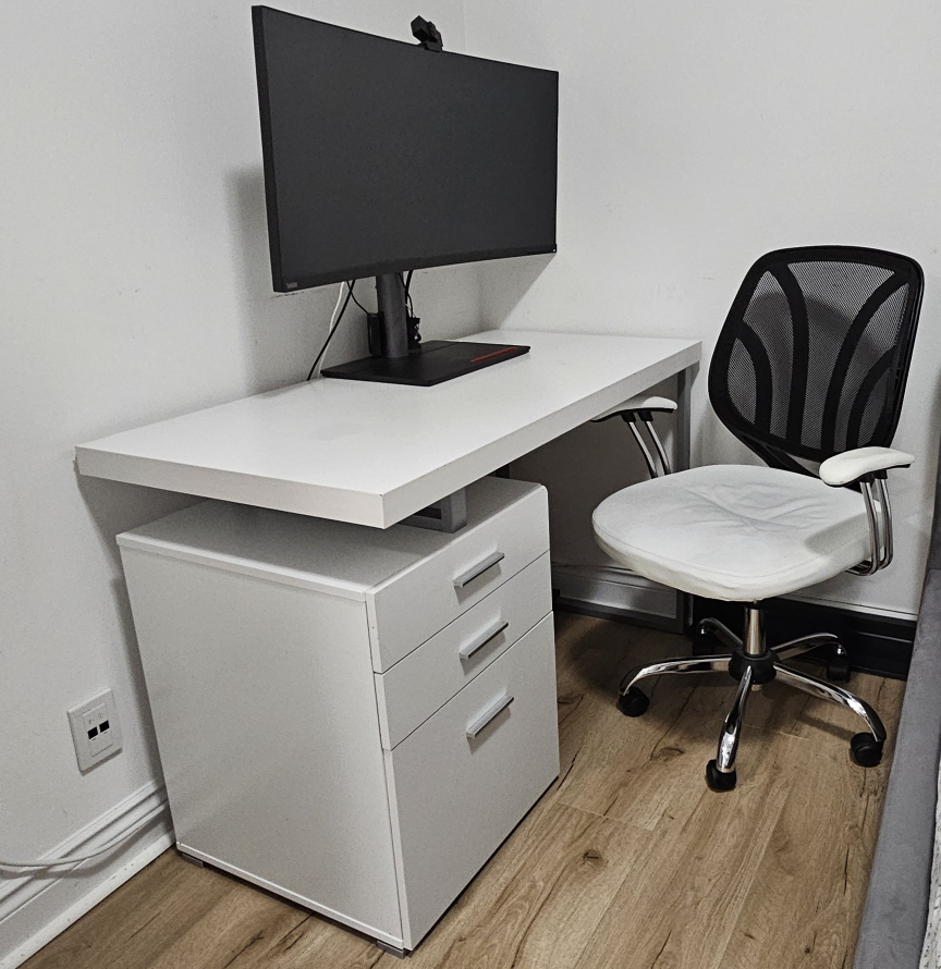 White Computer Desk with Drawers and chair - photo 3