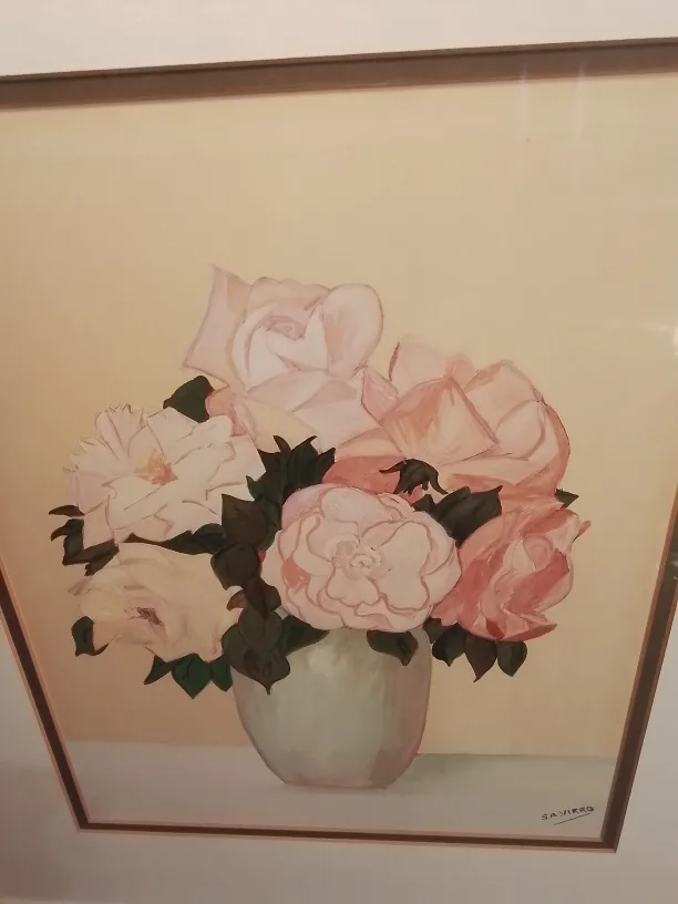 Original Old Framed Watercolour Painting - Roses image indicator(2)