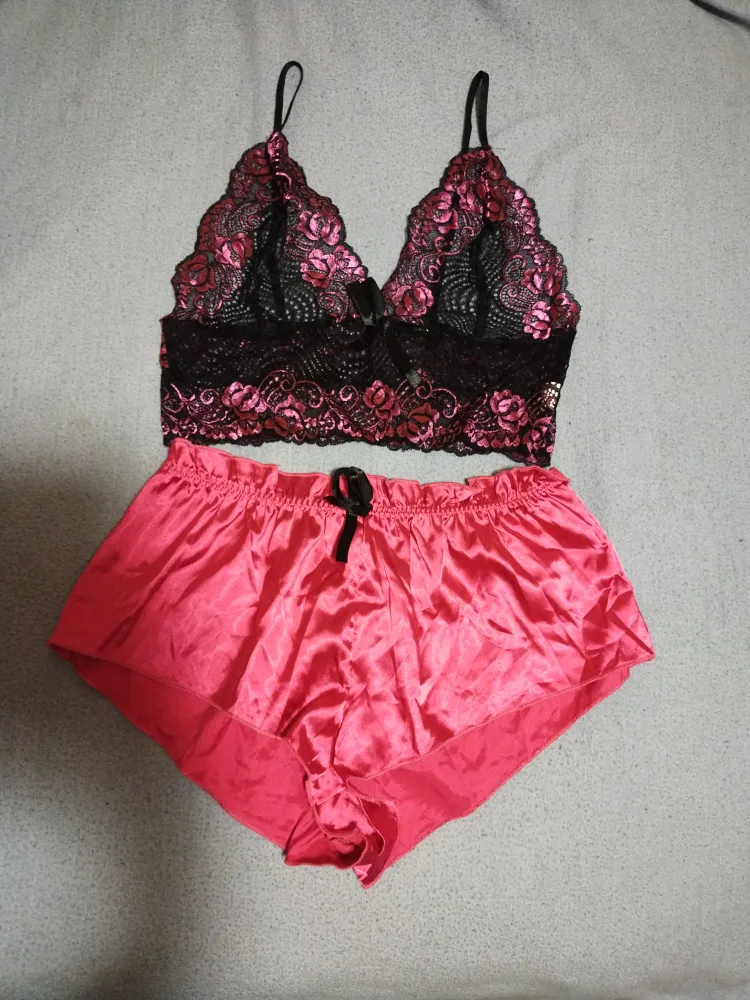 Pink and Black Lace Lingerie Set image indicator(3)