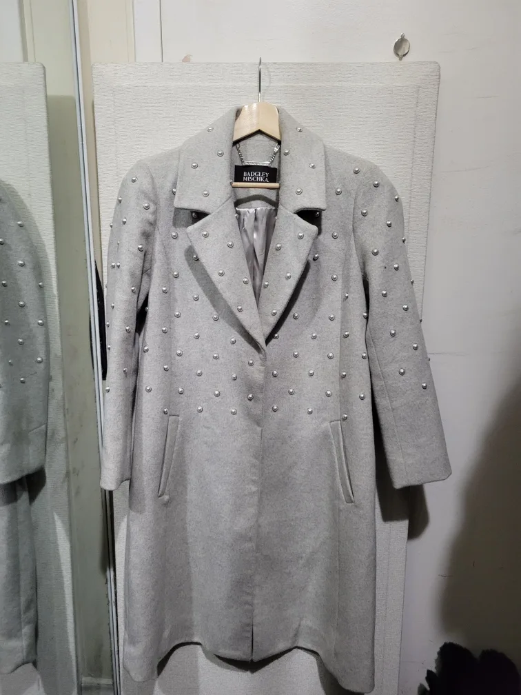 Badgley Mischka Grey Studded/Pearl Coat image indicator(2)
