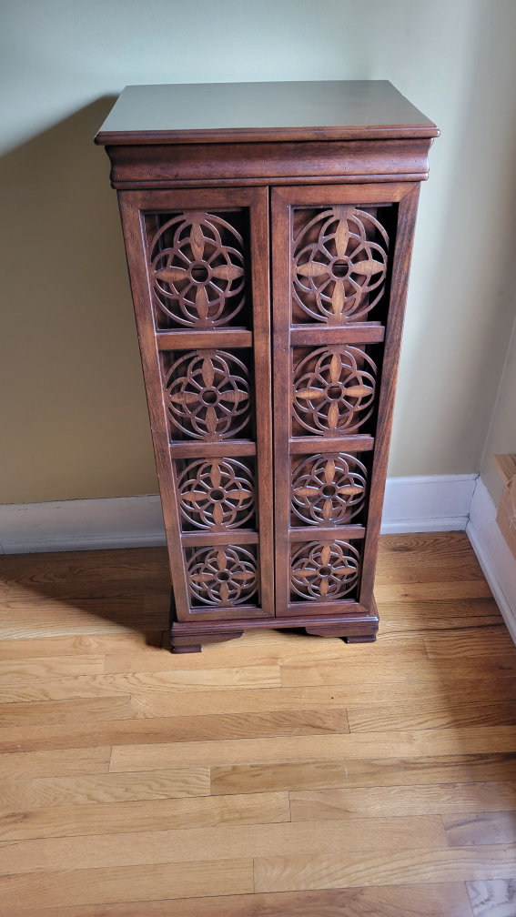 Wood Jewelry Armoire with Mirror and Drawers