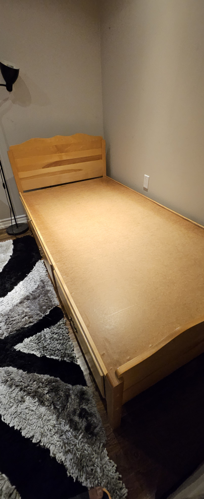 Twin-Sized Wooden Bed Frame with Drawers - photo 5