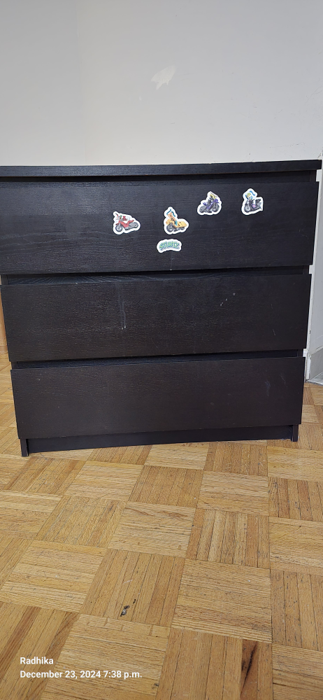 IKEA MALM 3-Drawer Chest - Black - photo 3