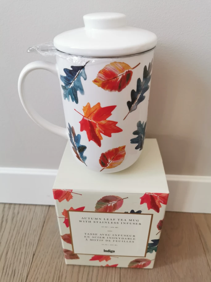Coffee or Tea Mug with Infuser and Lid (16 oz) - Autumn Leaves - photo 4