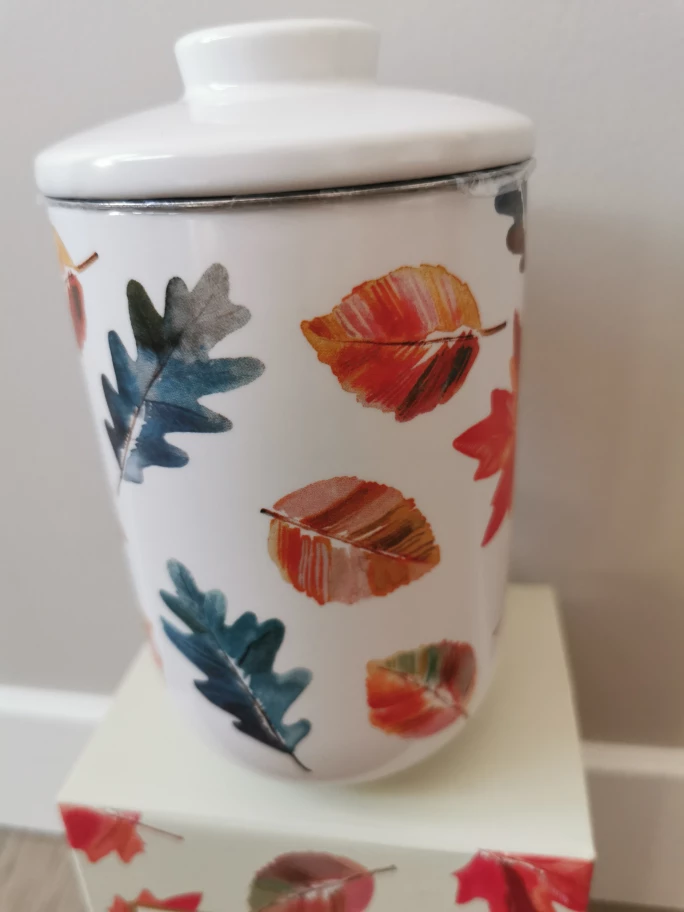 Coffee or Tea Mug with Infuser and Lid (16 oz) - Autumn Leaves - photo 5