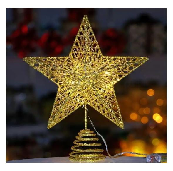 Gold Glittery Christmas Tree Topper with Lights - photo 2
