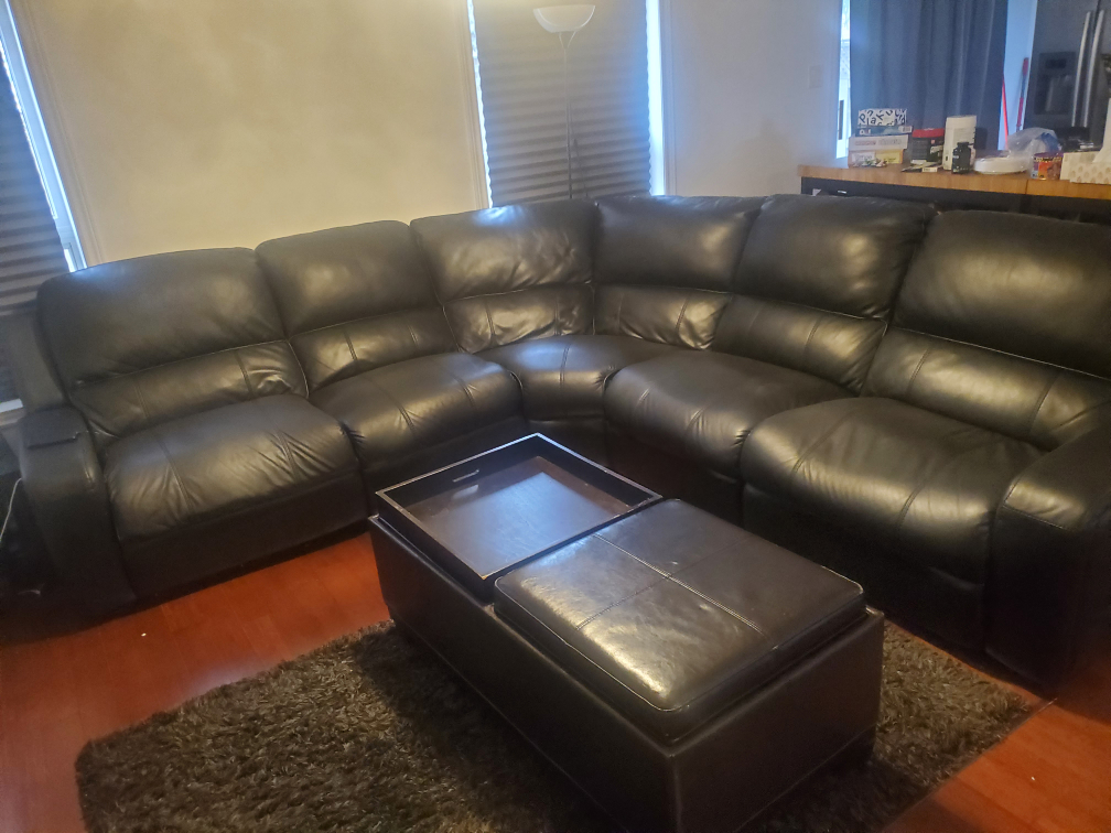 Power recliner Sectional Couch with ottomon and rug - $500
