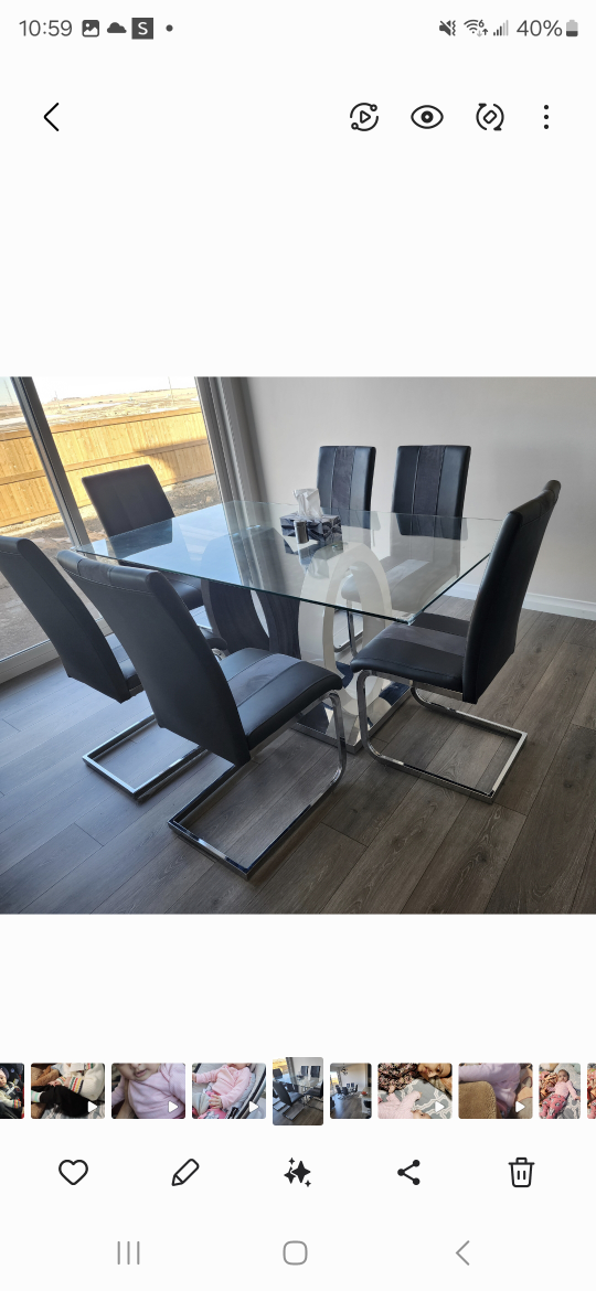 Glass Dining Table with 6 Chairs