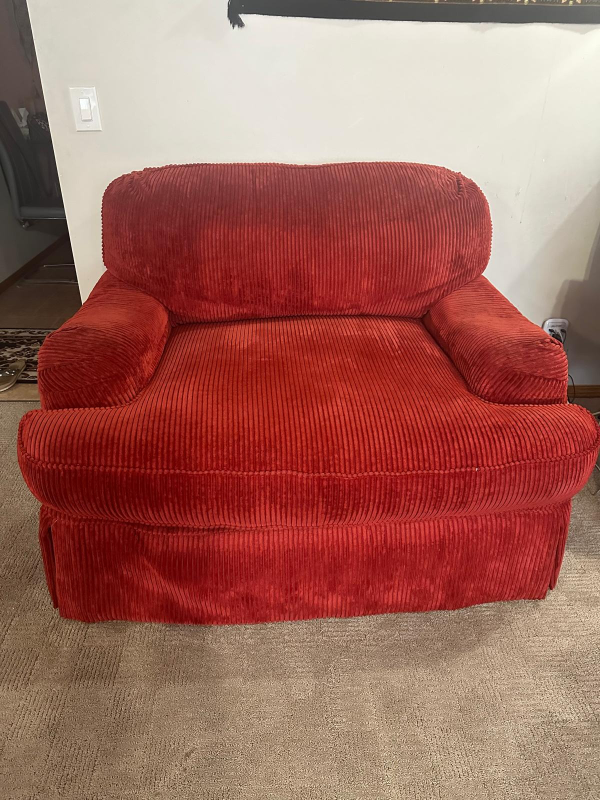 Red Corduroy Sofa and Loveseat Set - photo 2