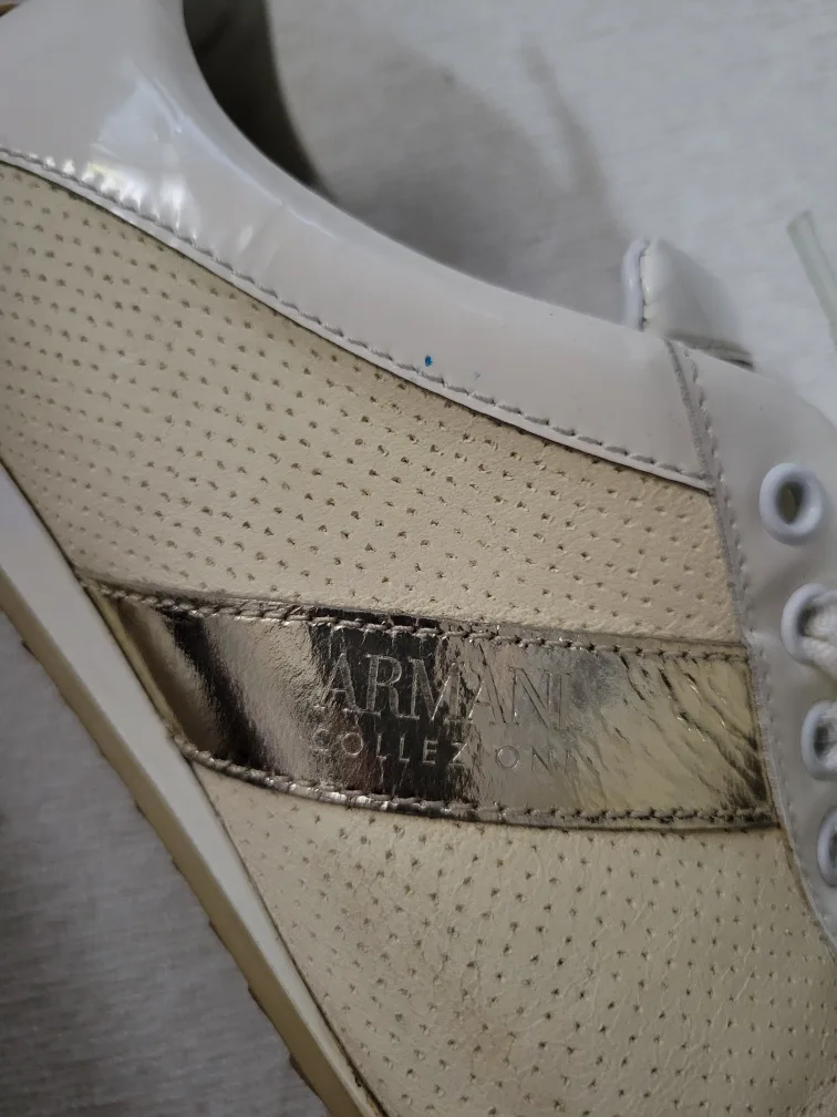 Armani Collezioni White & Gold Low Top Sneakers image indicator(6)