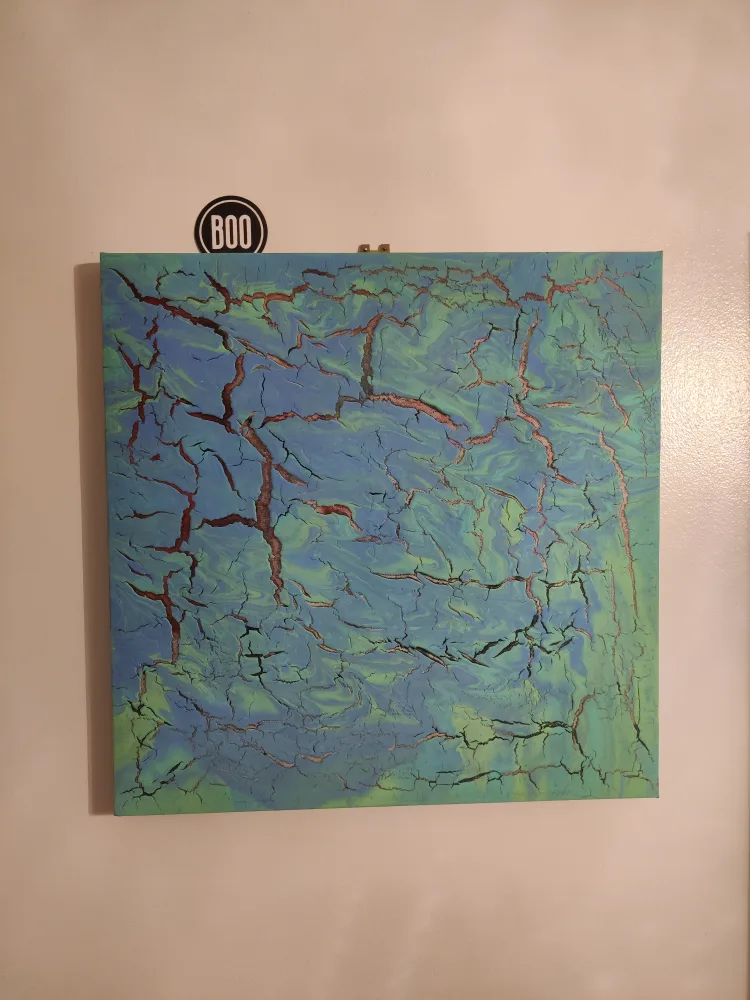 Cracked Green and Blue Painting #thriftypicks thumbnail