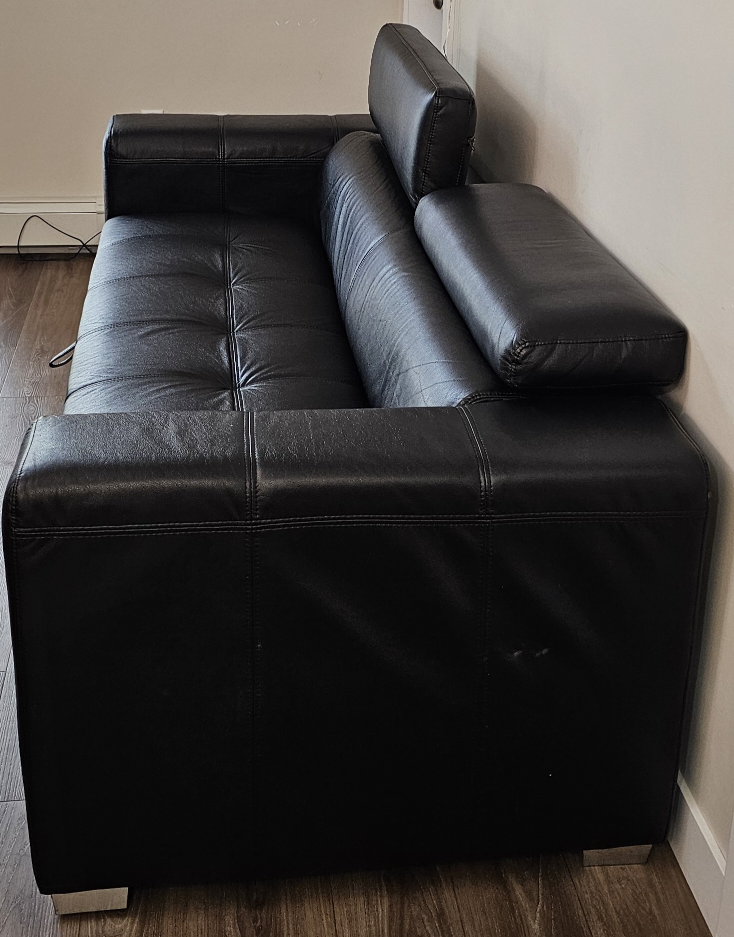 Black Leather Sofa Bed - photo 5