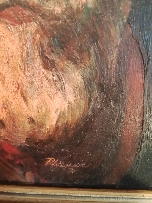 Signed Framed Vintage Oil Portrait Painting image indicator(3)