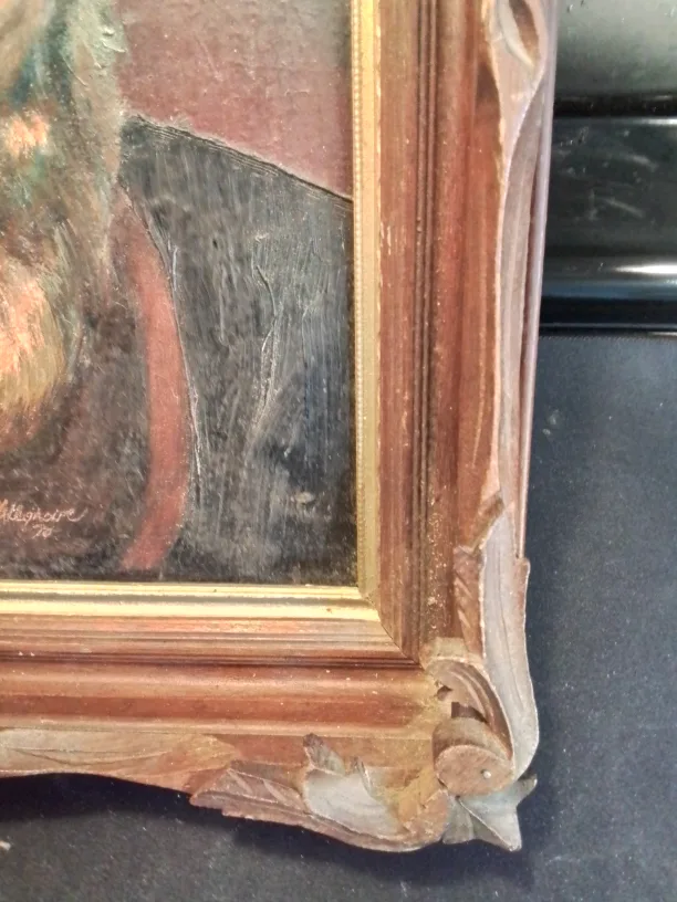 Signed Framed Vintage Oil Portrait Painting image indicator(5)