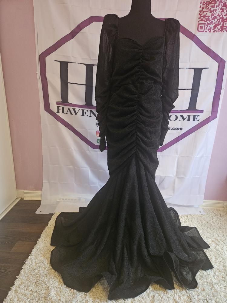 Black Sequin Long Sleeve Mermaid Dress