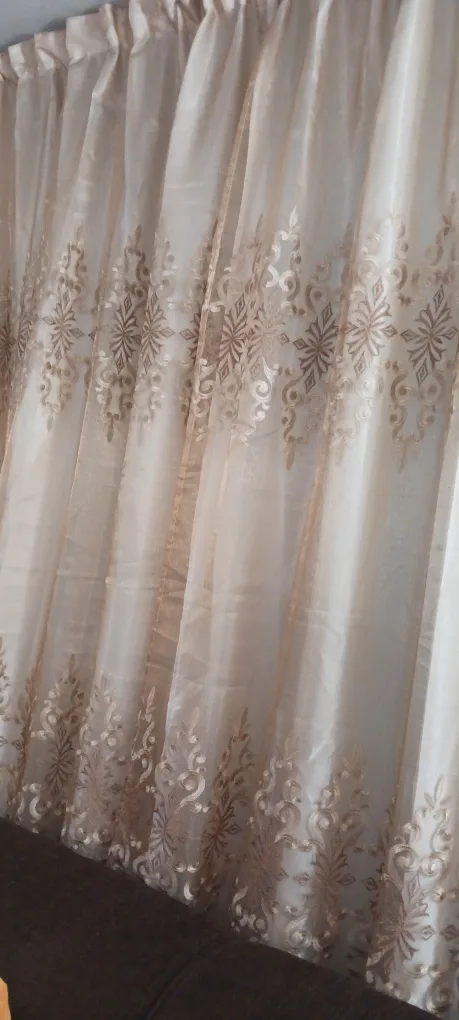 Sheer golden Embroidered Turkish Curtains $25 each image indicator(5)
