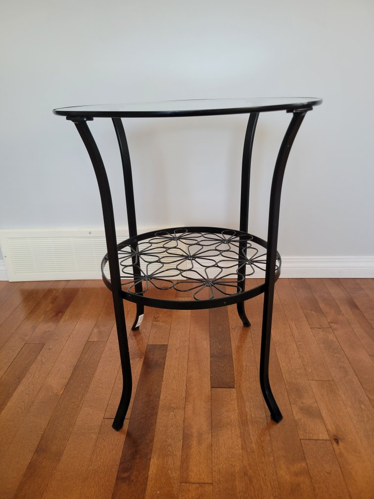 Glass and Metal End Table