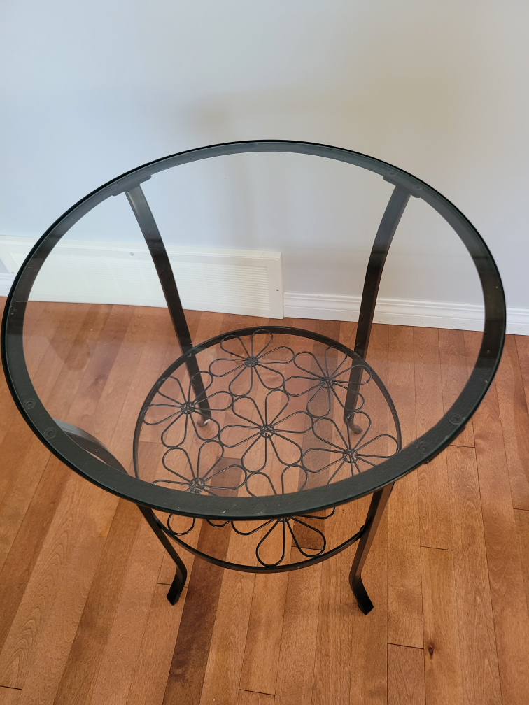 Glass and Metal End Table - photo 2