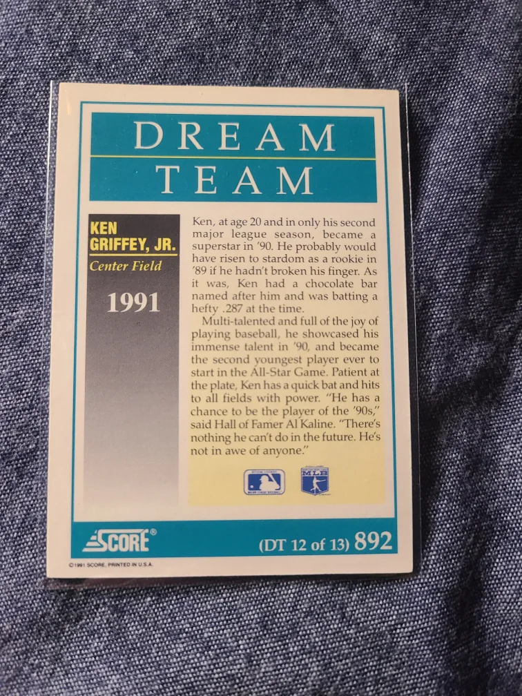 Ken Griffey Jr. 1991 Score Dream Team Baseball Card image indicator(2)