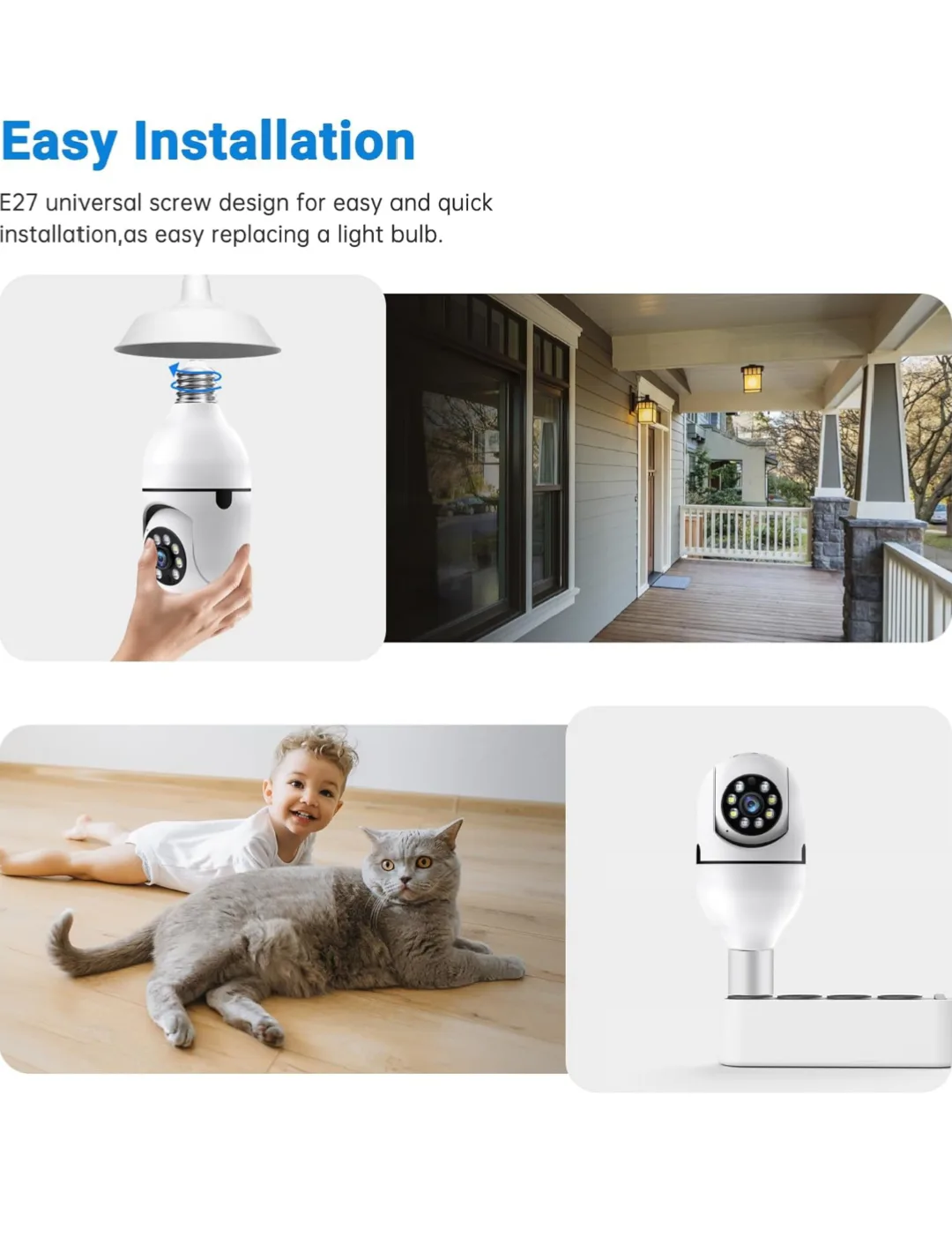 2K HD Light Bulb Security Camera with Colour Night Vision image indicator(6)