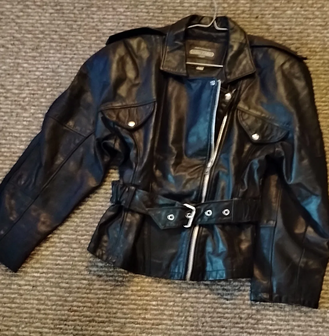 Boutique of Leathers Black Leather Jacket with Belt image indicator(2)