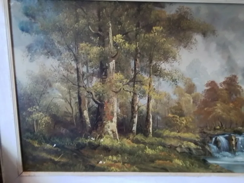 Large Framed Waterfall Oil Painting image indicator(2)