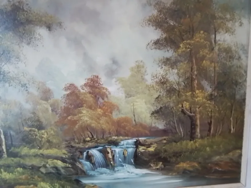 Large Framed Waterfall Oil Painting image indicator(7)