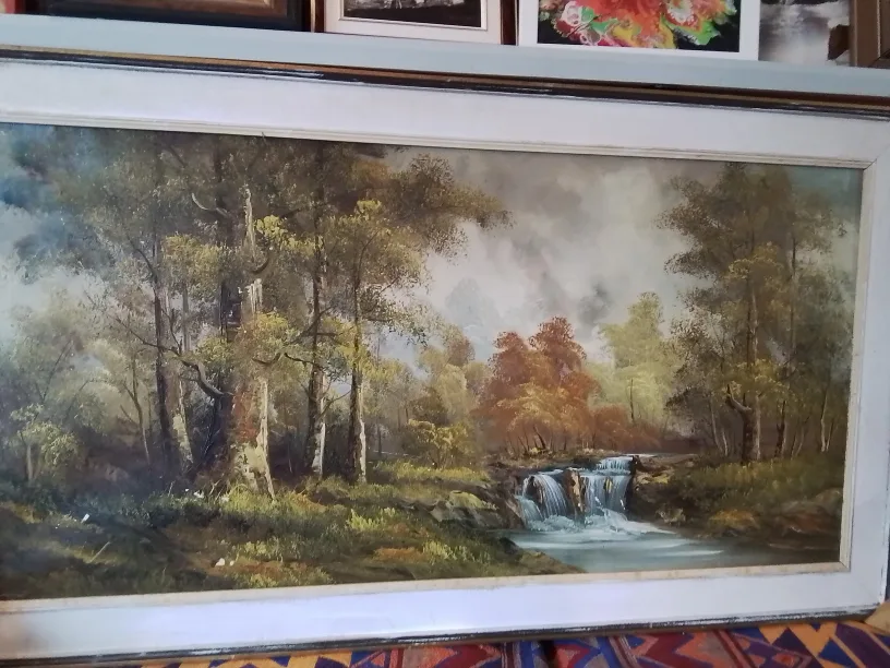 Large Framed Waterfall Oil Painting image indicator(10)