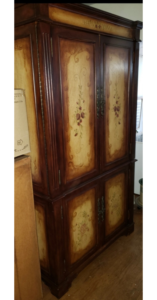 Wood Cabinet with Floral Design