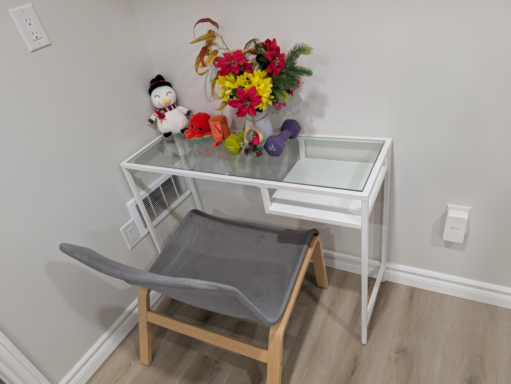 Glass Top Desk with Shelf