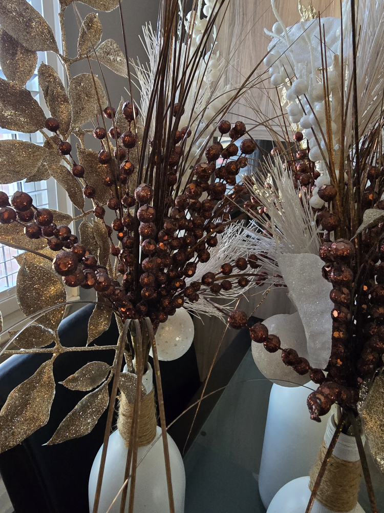 Set of 3 Gold and Brown Glitter Bottle Vases - photo 2